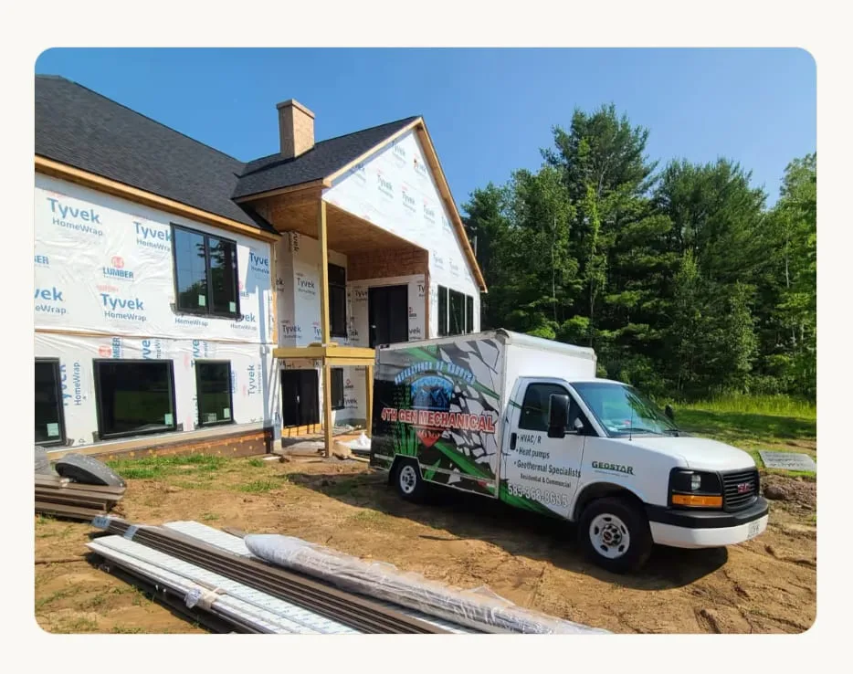 4th Gen Mechanical work van on-site at a Monroe County new build